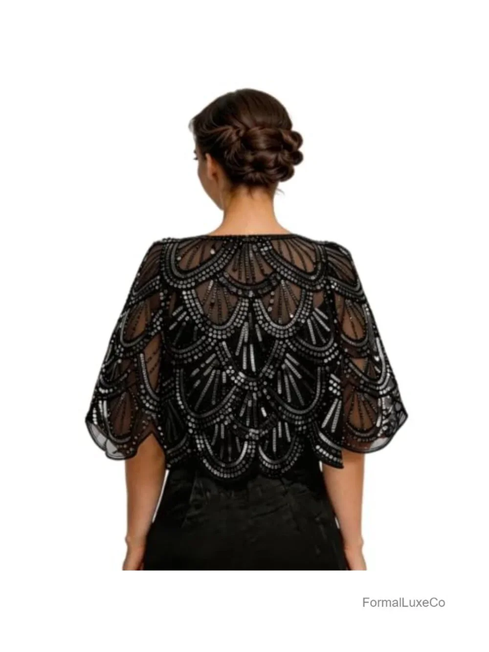 Sequined Flapper Cape Shawl for Weddings